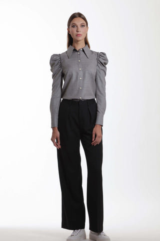 Rennes - Wide leg, tailored wool trousers in black