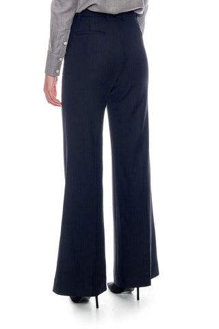 Bordeaux - Flared-leg wool suit trousers in black herringbone