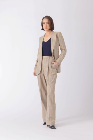 Bolsward Trousers - Straight leg pleated trousers in sand