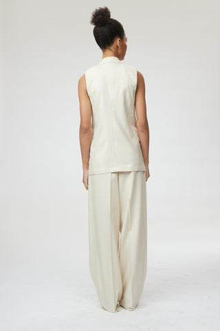 Naples Waistcoat - Loose fit sleeveless waistcoat in off white