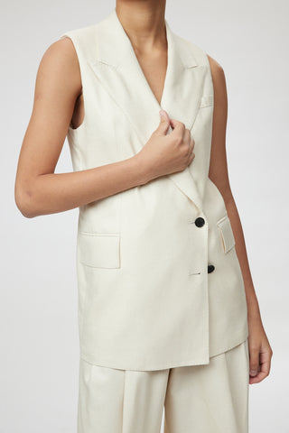 Naples Waistcoat - Loose fit sleeveless waistcoat in off white