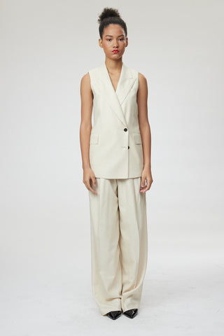 Naples Waistcoat - Loose fit sleeveless waistcoat in off white