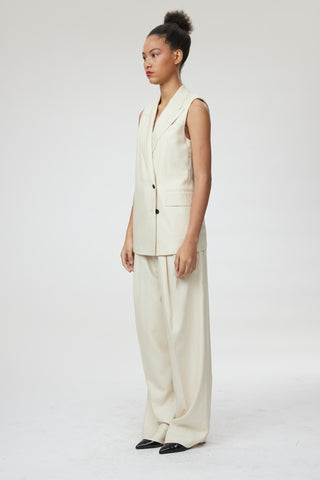 Naples Waistcoat - Loose fit sleeveless waistcoat in off white