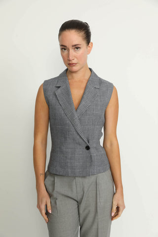 Muri Waistcoat - Muri Navy Check Fitted Waistcoat