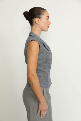 Muri Waistcoat - Muri Navy Check Fitted Waistcoat