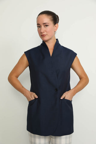 Liestal Waistcoat - Liestal Sleeveless Plain Navy Waistcoat