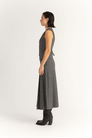 Hjo Skirt -   Pleated midi skirt in grey