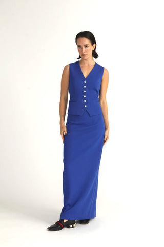 Maia Waistcoat - Fitted waistcoat in electric blue