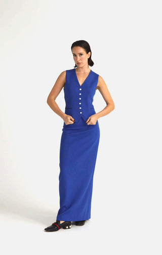 Maia Waistcoat - Fitted waistcoat in electric blue