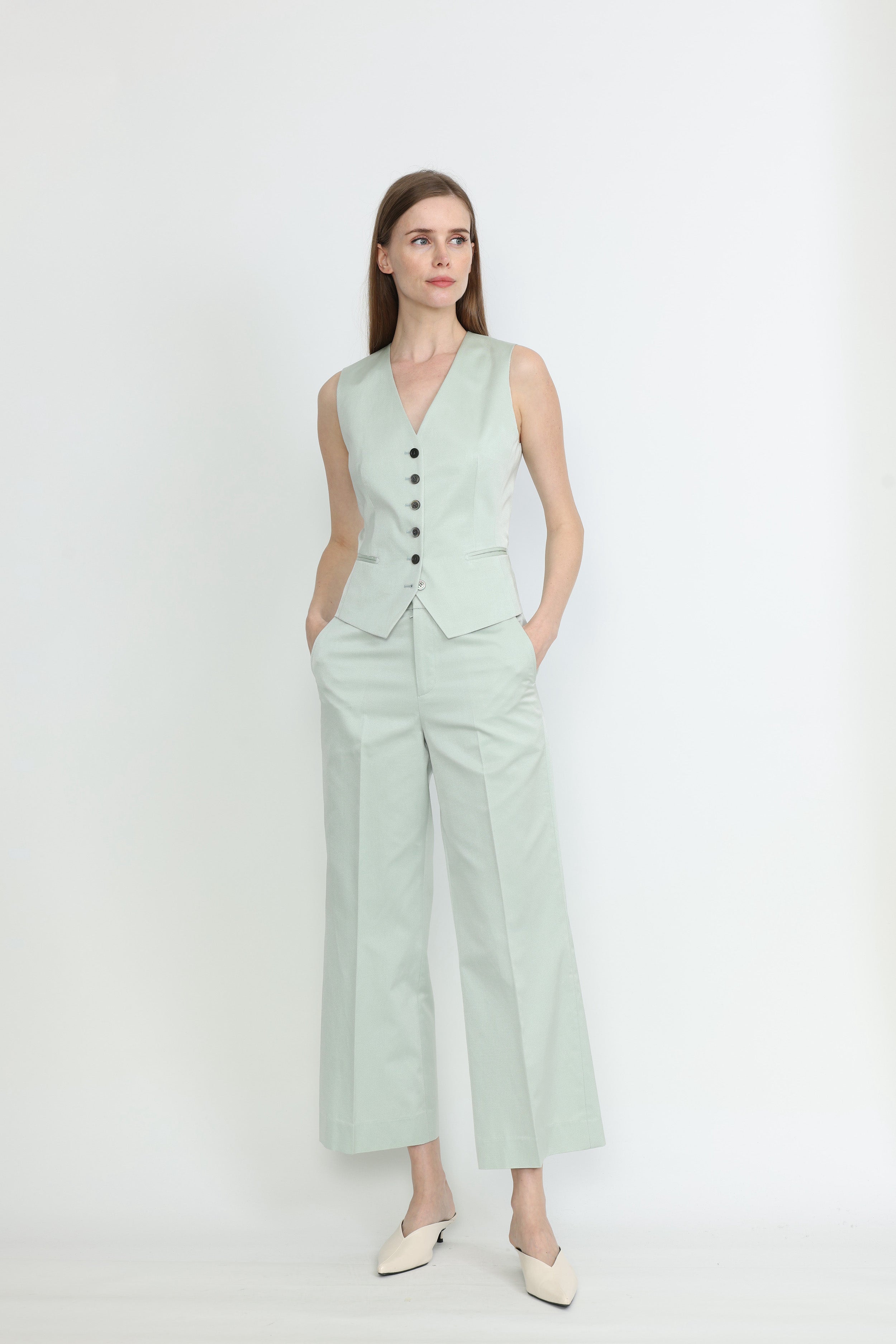 Maia Waistcoat Classic waistcoat in mint twill – FREY