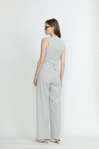 Maia Waistcoat & Blackpool Trousers in Navy & White Pinstripe