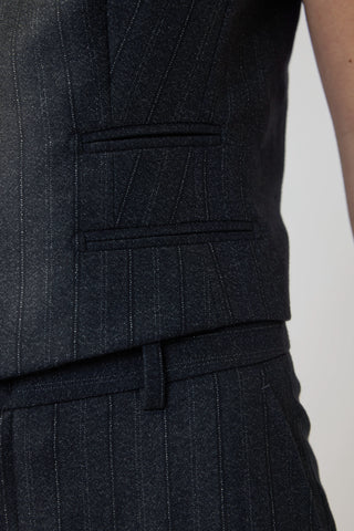 Edam Waistcoat - Single-breasted waistcoat in charcoal black pinstripe