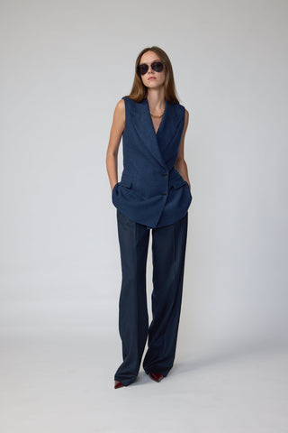 Beja Waistcoat - Double breasted waistcoat in navy
