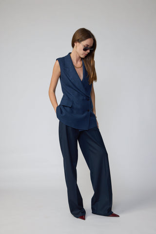 Beja Waistcoat - Double breasted waistcoat in navy