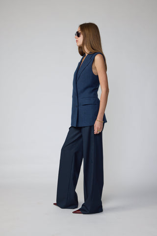 Beja Waistcoat - Double breasted waistcoat in navy