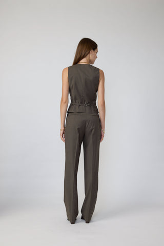 Maia Waistcoat - Classic waistcoat in khaki