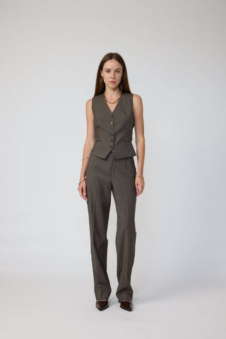 Maia Waistcoat - Classic waistcoat in khaki