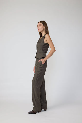 Maia Waistcoat & Elvas Trousers in Khaki