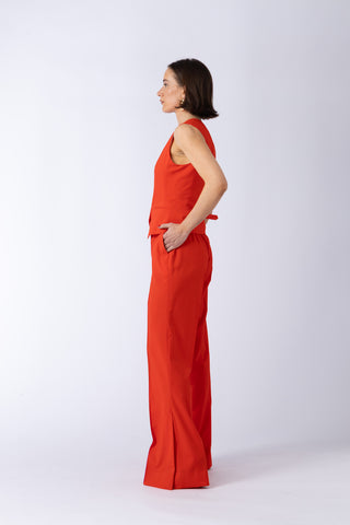 Maia Waistcoat - Single-breasted waistcoat in sunset red