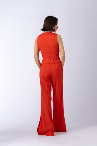 Maia Waistcoat - Single-breasted waistcoat in sunset red