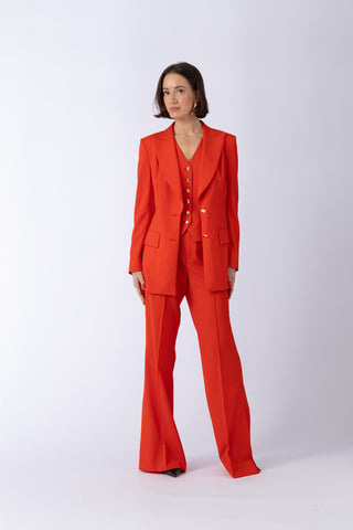 Emilia Trousers - Flared trousers in sunset red