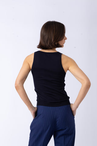 Rhodes Top - V-neck knit top in navy