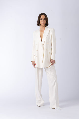 Amsterdam Jacket - Double-breasted fitted jacket in ivory