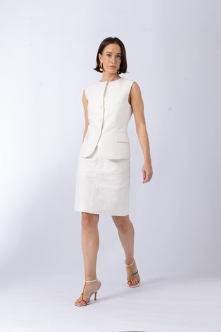 Sloten Skirt - Classic pencil skirt in white