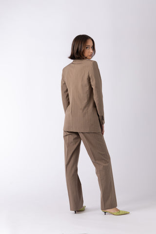 Amarante Jacket & Ede Trousers in Clay Brown Pinstripe