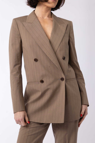 Amarante Jacket & Ede Trousers in Clay Brown Pinstripe