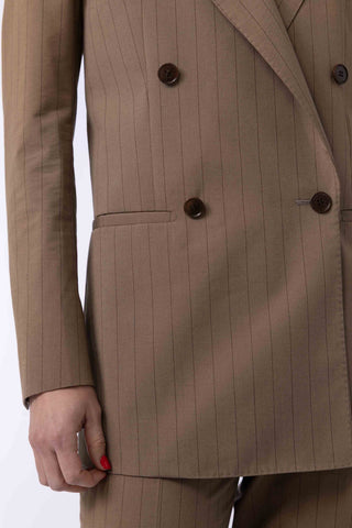 Amarante Jacket & Ede Trousers in Clay Brown Pinstripe