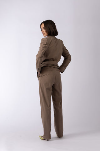 Amarante Jacket & Ede Trousers in Clay Brown Pinstripe