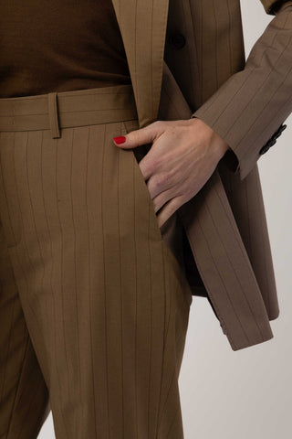 Amarante Jacket & Ede Trousers in Clay Brown Pinstripe