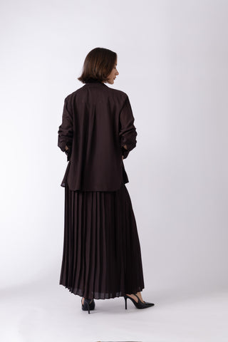 Townsville shirt -Long sleeve oversized shirt in dark brown