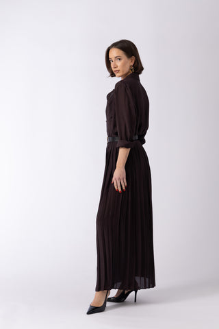 Townsville shirt -Long sleeve oversized shirt in dark brown