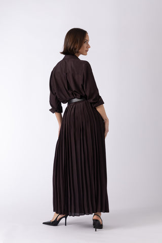Townsville shirt -Long sleeve oversized shirt in dark brown
