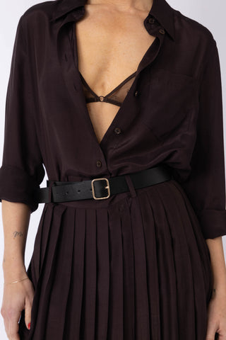 Townsville shirt -Long sleeve oversized shirt in dark brown
