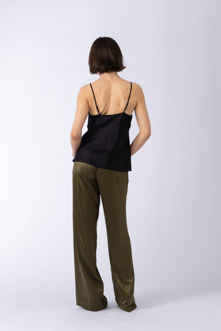 Naxos Top - V-neck silk camisole in black