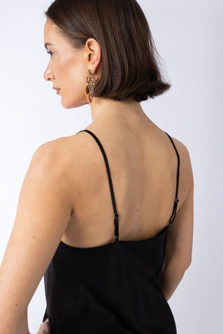 Naxos Top - V-neck silk camisole in black