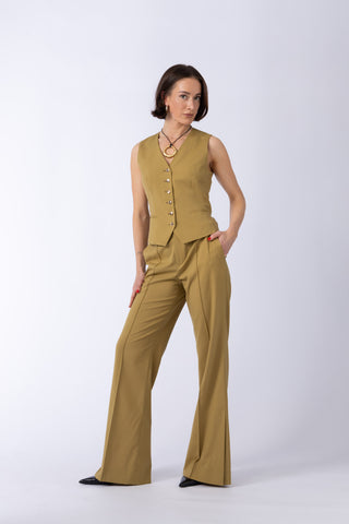 Emilia Trousers - Flared trousers in yellow ochre