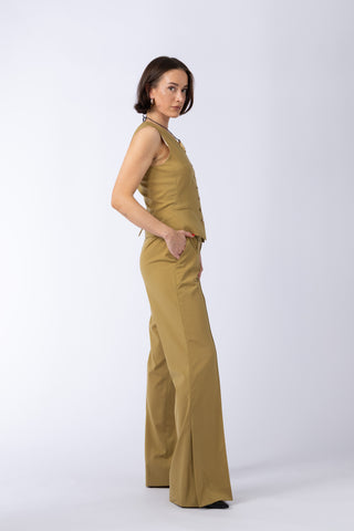 Emilia Trousers - Flared trousers in yellow ochre