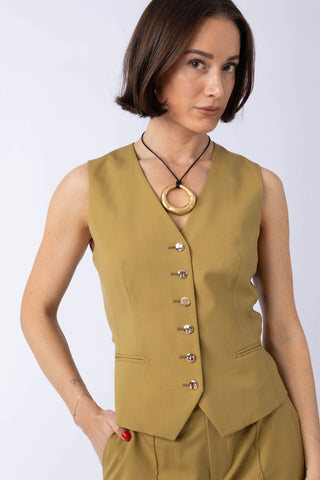 Maia Waistcoat - Classic waistcoat in yellow ochre