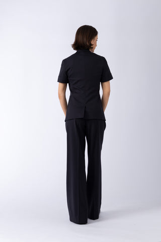 Parma 2.0 Trousers - Pleated straight leg trousers in dark navy