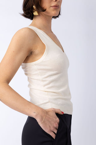 Rhodes Top - V-neck knit top in white