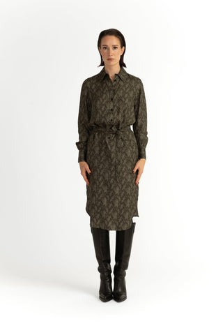 Skara Shirt Dress - Shirt dress in khaki green