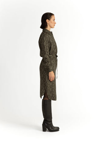 Skara Shirt Dress - Shirt dress in khaki green