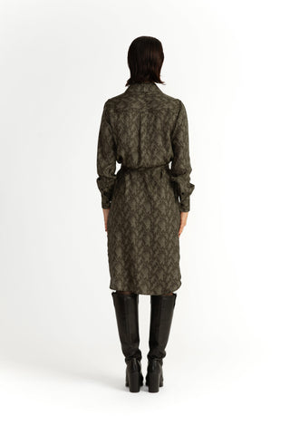 Skara Shirt Dress - Shirt dress in khaki green