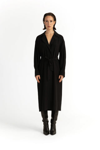 Laholm Dress - Oversized trench dress in black