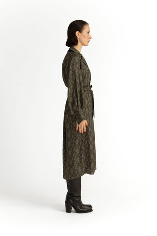 Laholm Dress - Oversized trench dress in khaki green