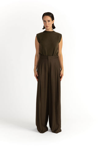 Lulea Trousers - Wide-leg trousers in forest green